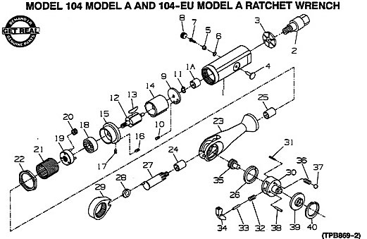 Diagram Diagram and Parts List for IR104A  Ingersoll Rand Ratchet